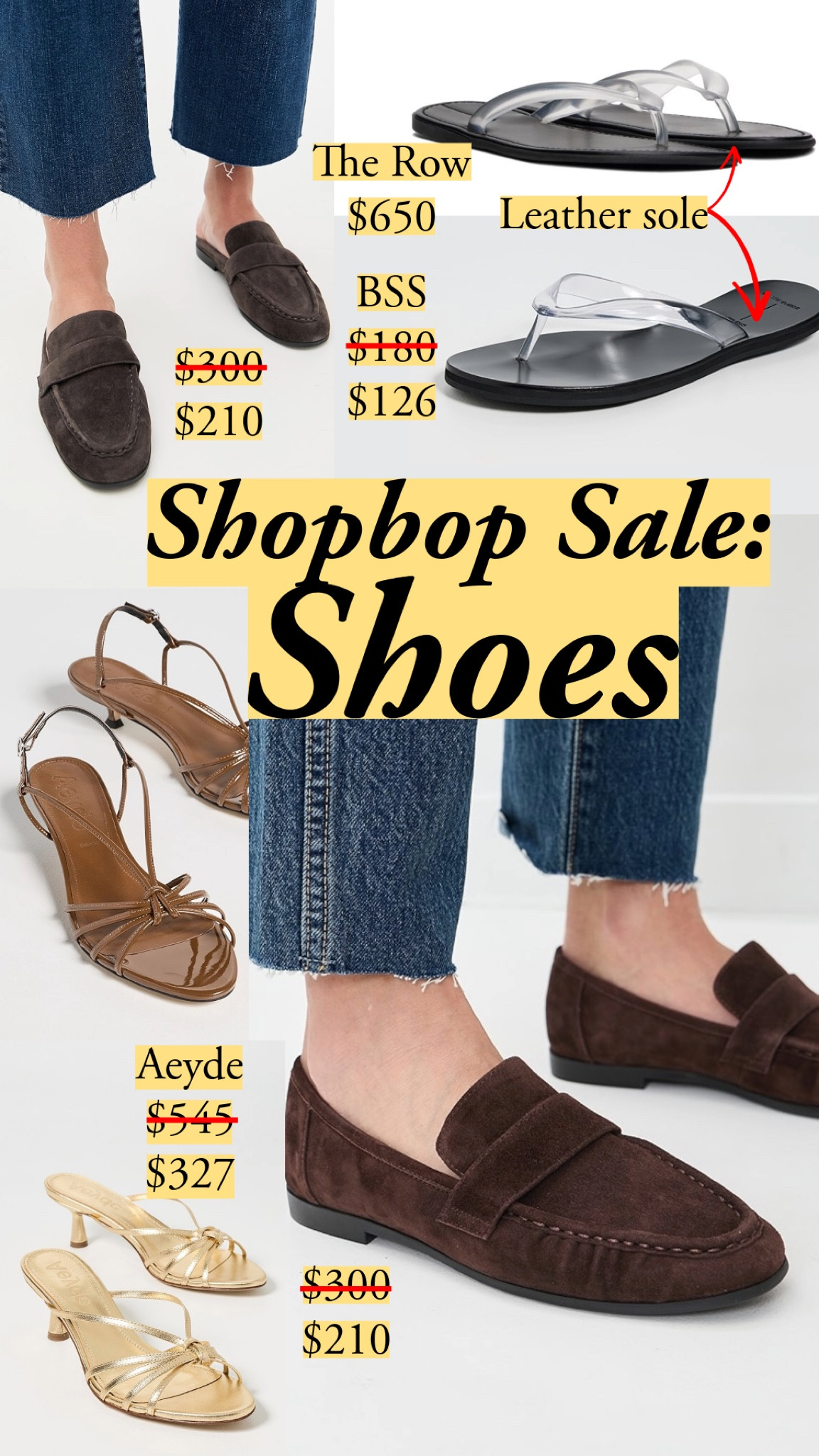 Sale ends May 6. Shopbop sale shoes, edited for construction quality. Black Suede Studio delivers clean lines and refined suede at a significant discount in both a loafer and a loafer mule. Aeyde's calf leather sandals and heels have the thin sole profile and refined heel shapes that usually comes with a certain price, plus precise strapping. Python print is trending, but it's a longer moment because it's monochromatic, so it reads more like texture than print. The Mansur Gavriel slingback rounds it out with that asymmetric shape that transcends fads. shoes keywords: loafers, strappy sandals, kitten heel slingback, suede loafers, leather sandals, snake print heels, jelly sandals, shopbop sale, summer shoes, minimal sandals, gold sandals, slingback heels, Aeyde, Black Suede Studio, Mansur Gavriel

#LTKootd #LTKSaleAlert