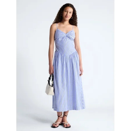 Free Assembly Women's Twist Front Sleeveless Maxi Dress with Drop Waist, Sizes XS-XXL | Walmart (US)