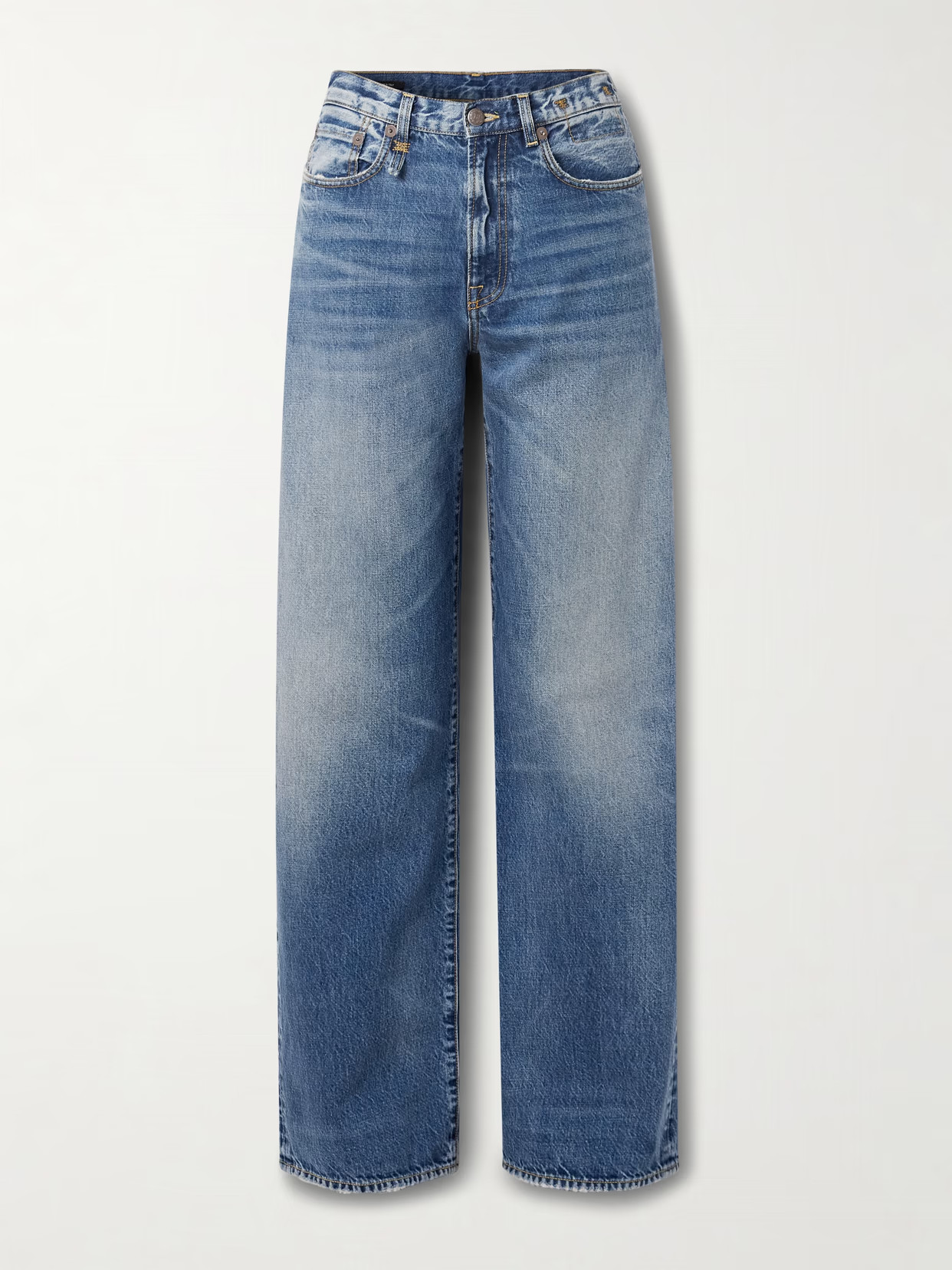 R13 - D'arcy Distressed Mid-rise Wide-leg Jeans - Blue | NET-A-PORTER (US)