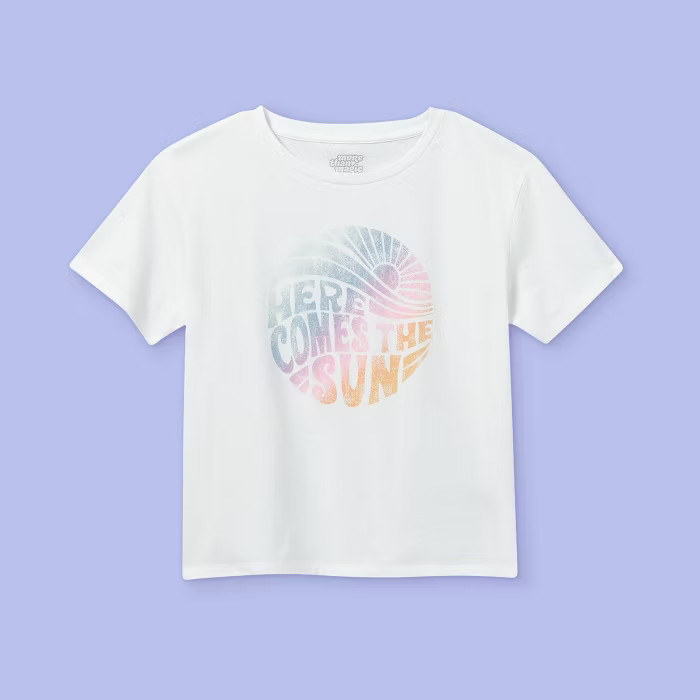 Girls' 'Here Comes The Sun' Short Sleeve Graphic T-Shirt - More Than Magic™ White | Target