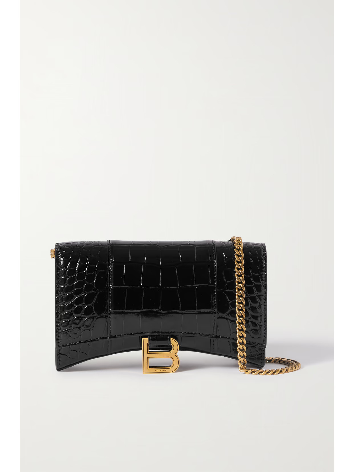 Balenciaga - Hourglass Croc-effect Leather Shoulder Bag - Black | NET-A-PORTER (US)