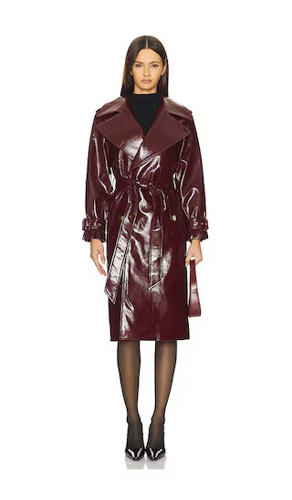 Nevada Vegan Leather Trench Coat in Oxblood | Revolve Clothing (Global)