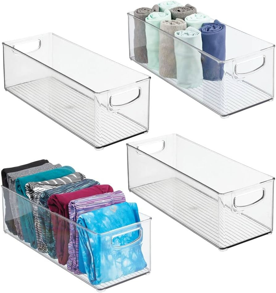 Amazon.com: mDesign Plastic Home Closet Organizer - Basket Storage Holder Bin with Handles for Be... | Amazon (US)