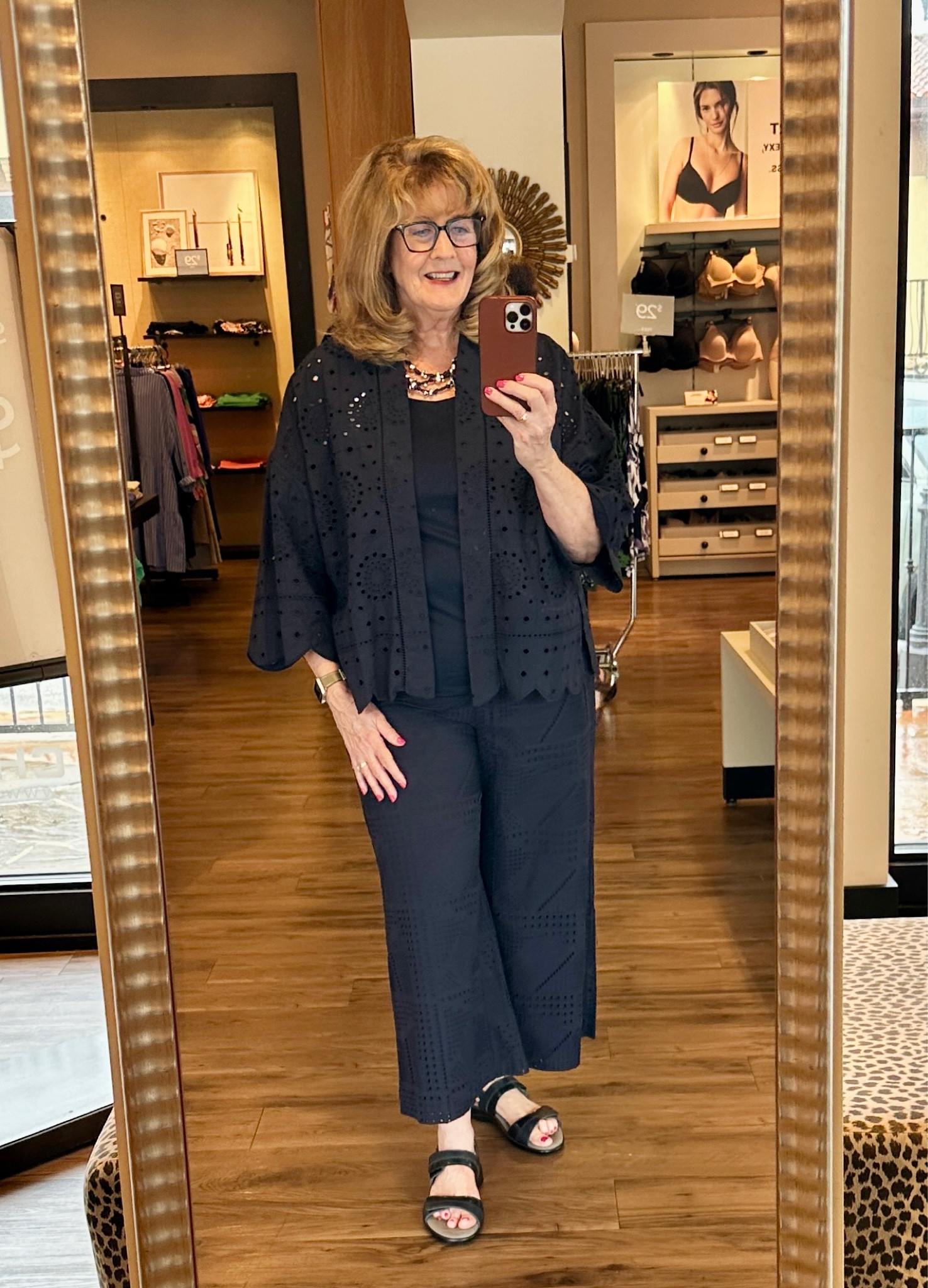 This classic navy outfit @Chico’s can take us  anywhere this summer! Love the short kimono!

#LTKTravel #LTKSeasonal #LTKOver40