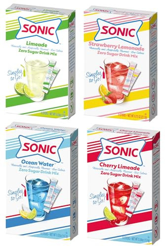Sonic Singles to Go! Drink Mix Variety Pack - Sonic Drink Mix Packets - Limeade, Ocean Water, Cherry Limeade, and Strawberry Lemonade Flavors | Amazon (US)