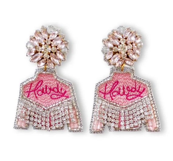 Pink Howdy Western Jacket Earrings, Western Accessories, Tennessee Bachelorette, Western Earrings... | Etsy (US)