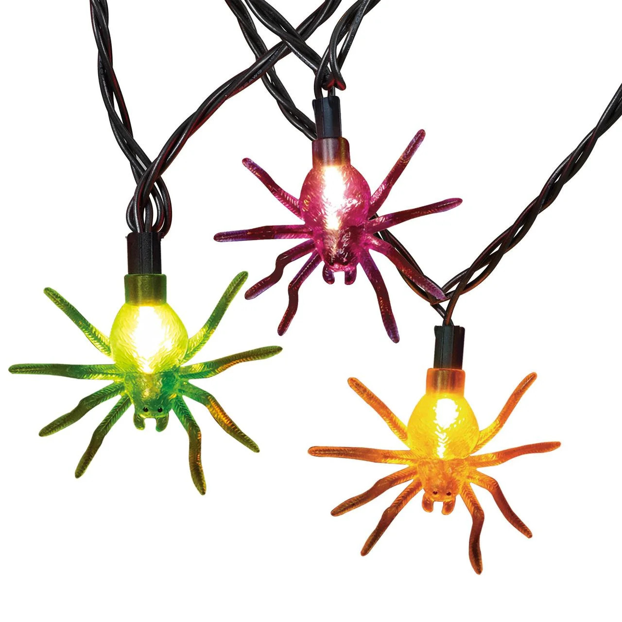 Way to Celebrate Halloween 10-Count Indoor Outdoor Multicolor Spider Lights, with 10 Clear Mini L... | Walmart (US)