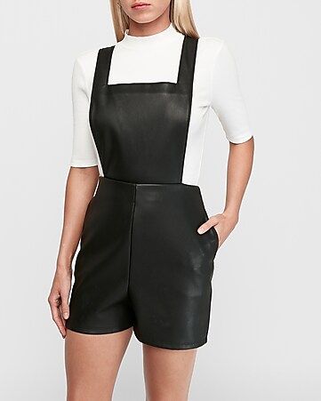 Vegan Leather Overall Shorts | Express