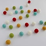 Christmas Felt Ball garland, Vintage Christmas garland, Mustard Aqua garland, 6 foot felt ball garla | Amazon (US)
