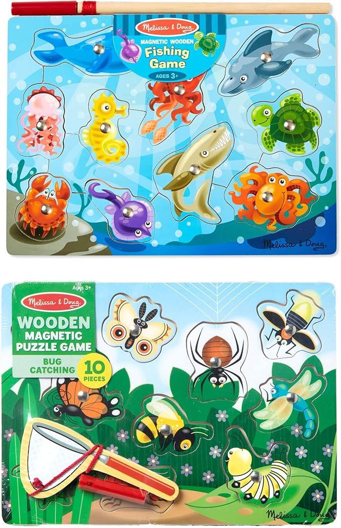 Melissa & Doug Magnetic Wooden Puzzle Game Set: Fishing and Bug Catching | Amazon (US)