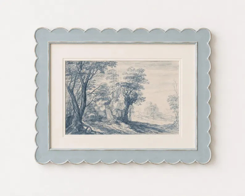 Vintage Blue Toile Landscape Art Print, Antique European Countryside Wall Decor, Grandmillennial ... | Etsy (Global)