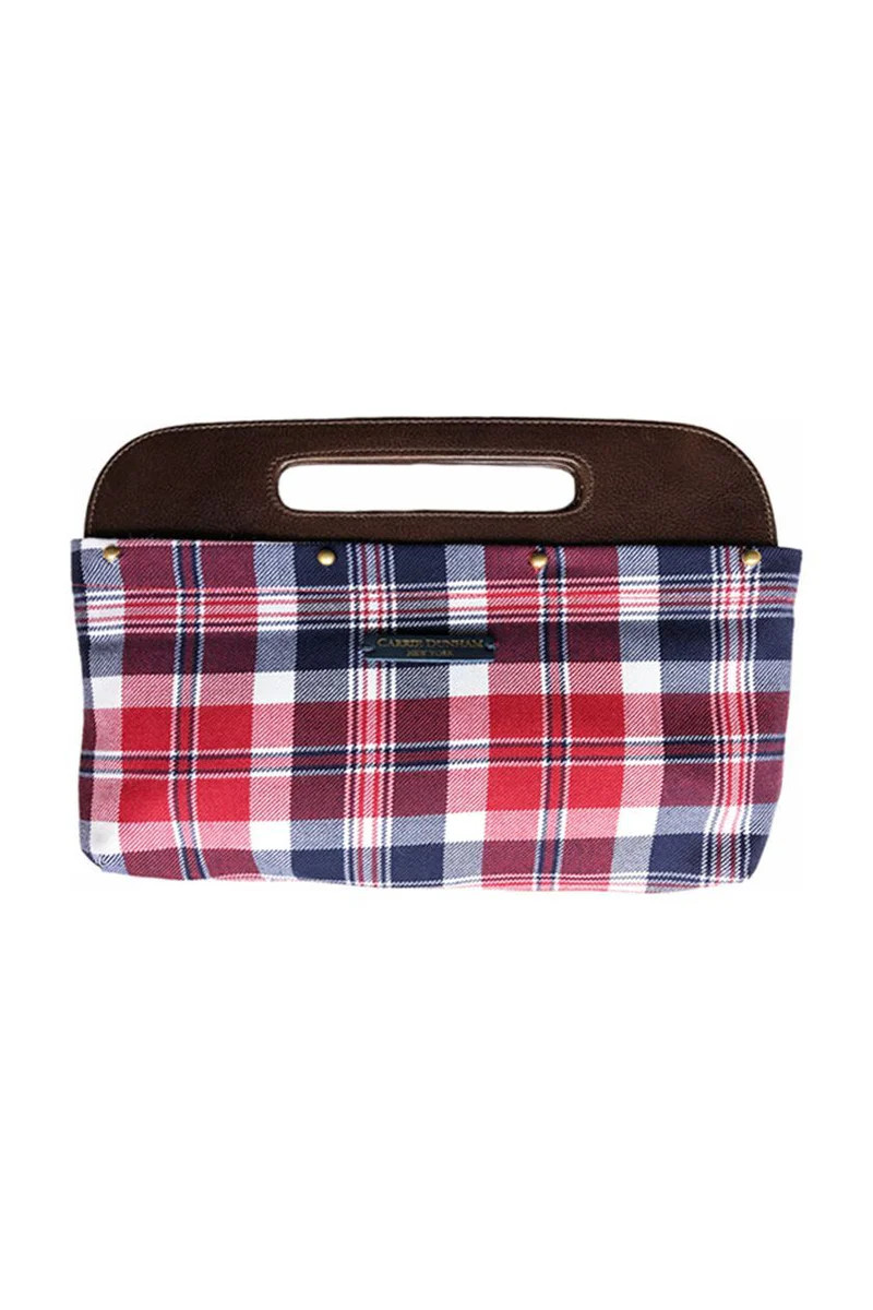 Red, Navy & Cream Plaid Clutch Cover | CARRIE DUNHAM
