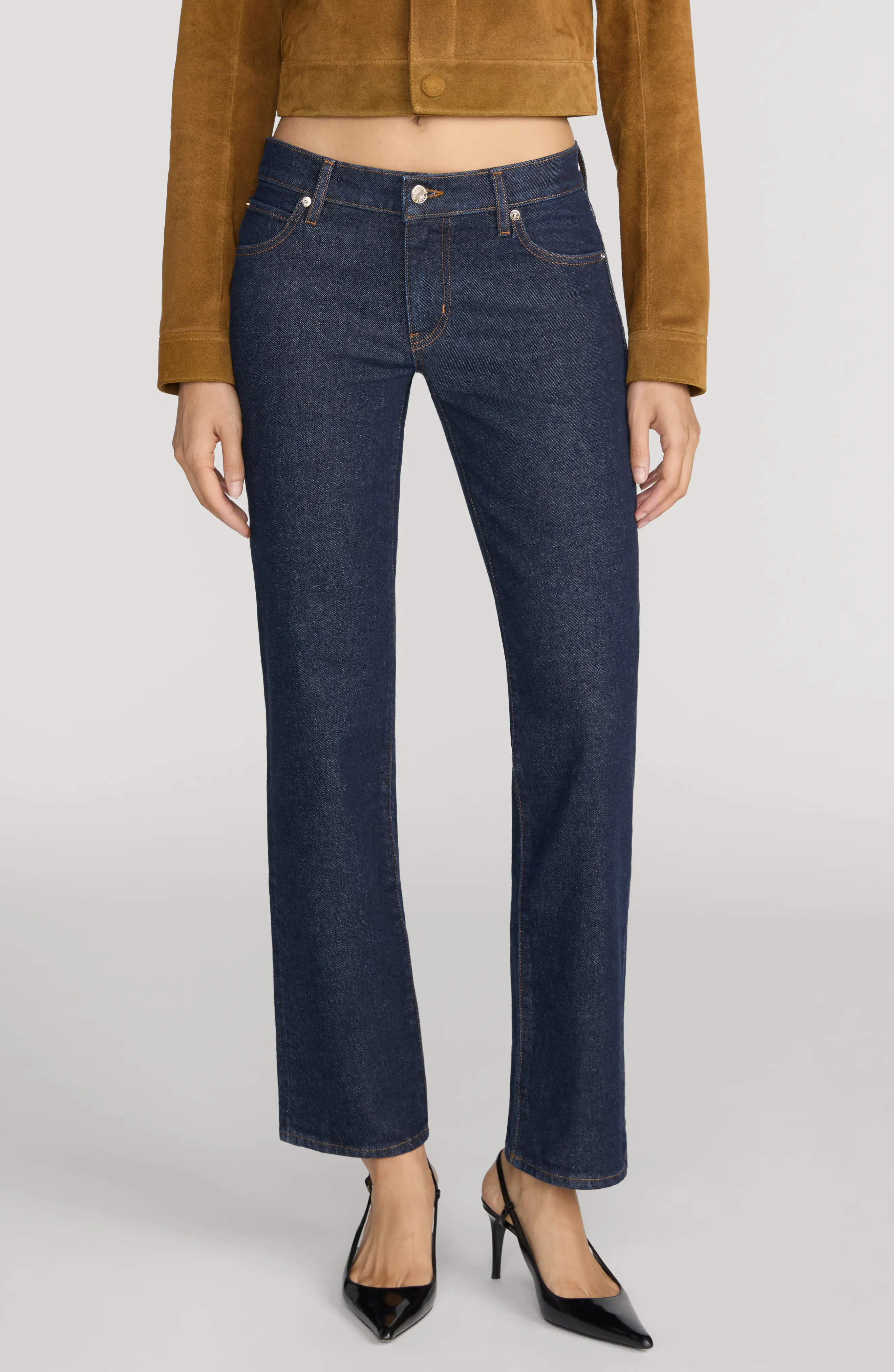 FRAME The Cigarette Crop Straight Leg Jeans in Rinse at Nordstrom, Size 27 | Nordstrom
