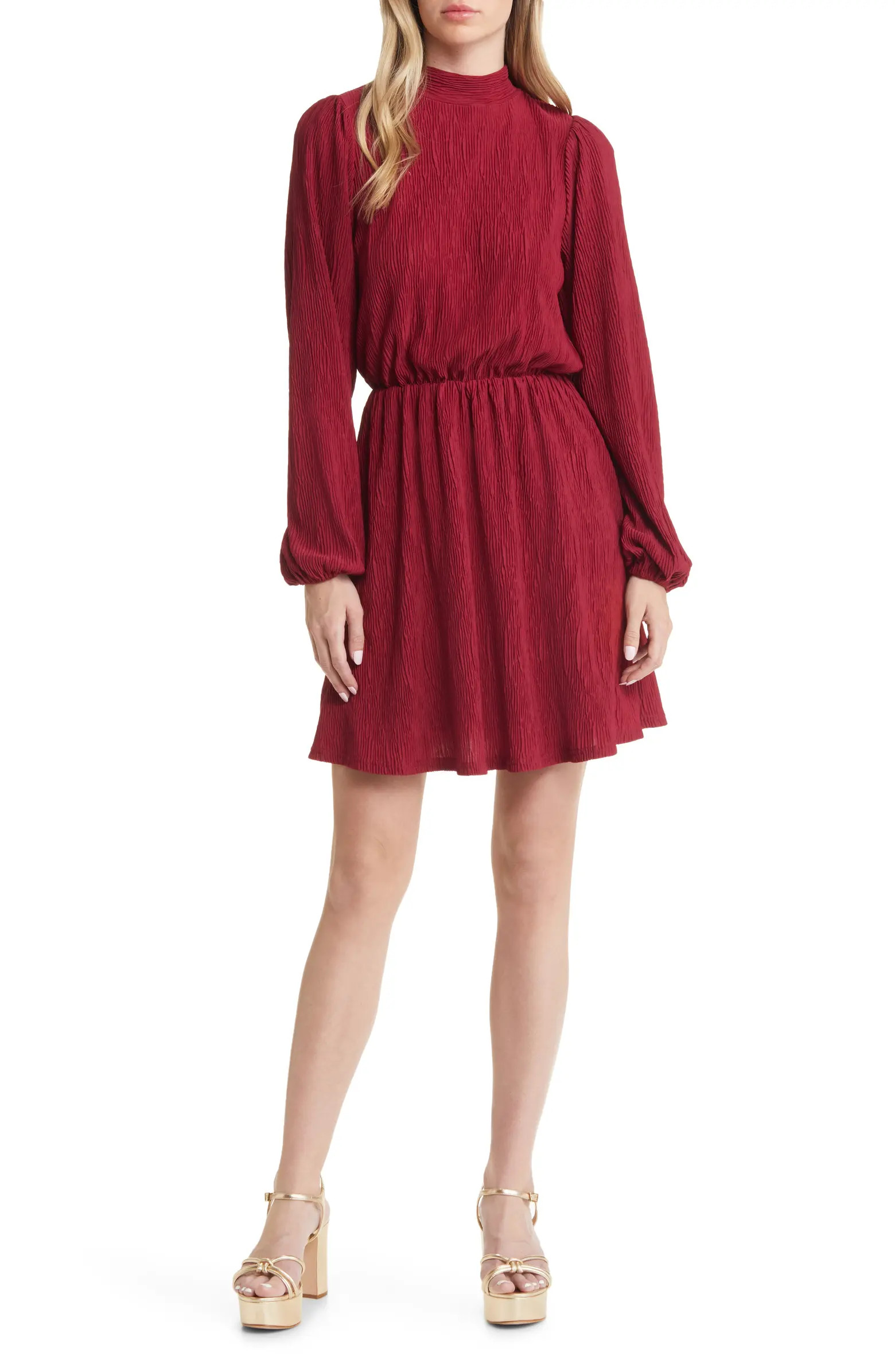 FLORET STUDIOS Plissé Long Sleeve Dress | Nordstrom | Nordstrom