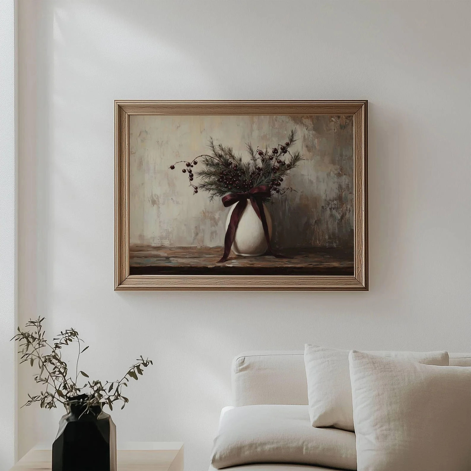 Christmas Floral Still Life, Vintage Botanical Winter Print, Moody Holiday Floral Printable Wall ... | Walmart (US)