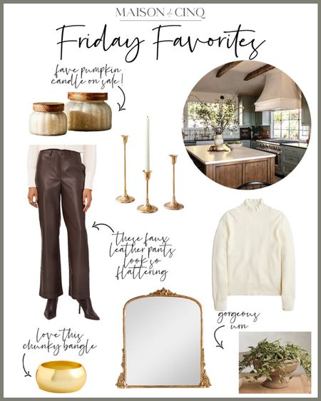 This week’s Friday Favorites includes AMAZING faux leather pants and jackets, gorgeous French mirror, brass candlesticks, and my fave pumpkin candle - all on sale!

#falldecor #homedecor #falloutfit #leatherpants #leatherblazer #fallsweater #fallcandle 

#LTKover40 #LTKhome #LTKSeasonal