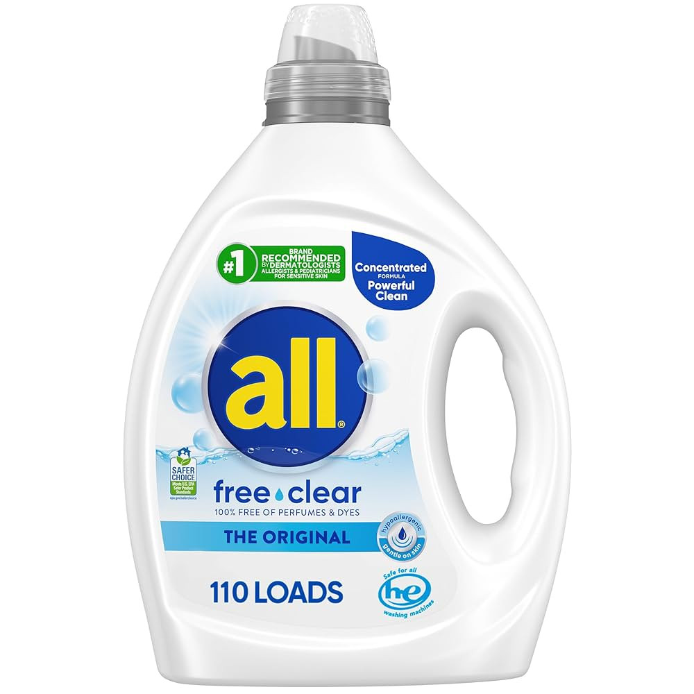 all free clear, Original, Liquid Laundry Detergent for Sensitive Skin, Unscented and Hypoallergen... | Amazon (US)