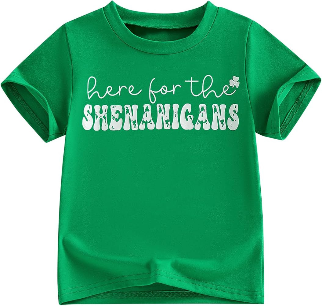 Kids Toddler Boys Girls St. Patrick's Day Shirt Short Sleeve Funny Letters Irish Shamrock Clover ... | Amazon (US)