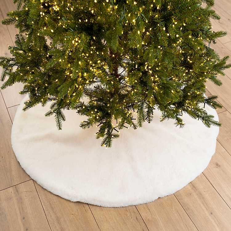 Cream Faux Fur Christmas Tree Skirt | Kirkland's Home