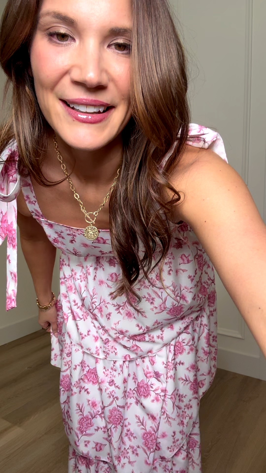 This floral dress is perfect for the spring. This would be perfect for brunch, a spring wedding, church, or any occasion! Wearing my normal size large and it fits true to size! 

Wedding guest floral dress clear heels maxi dress gold necklace brunch dress pink floral church dress Stang and co 

#LTKootd #LTKTall #LTKSeasonal