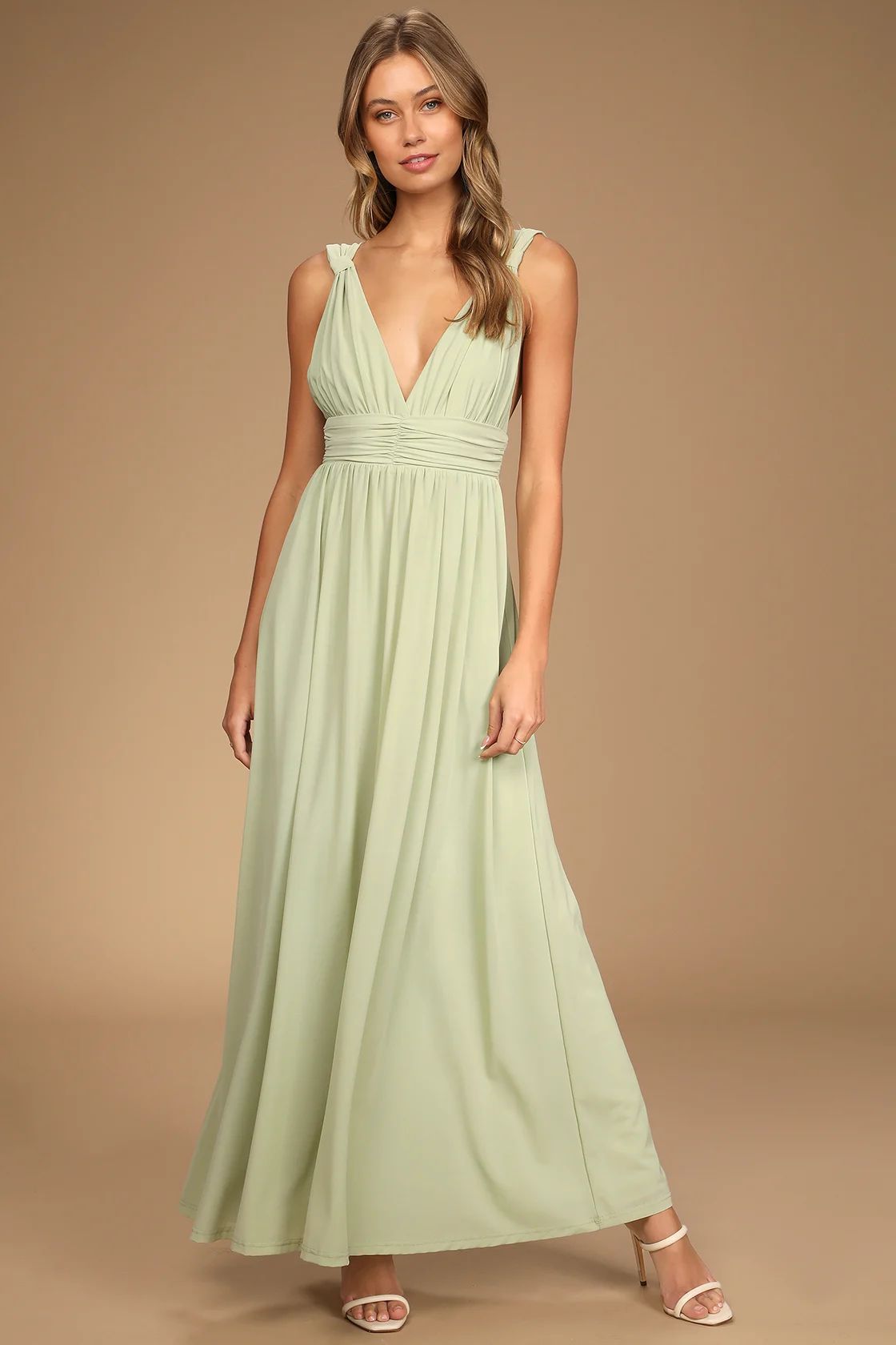 Mesmerized by Love Light Sage Mesh Lace-Up Maxi Dress | Lulus (US)