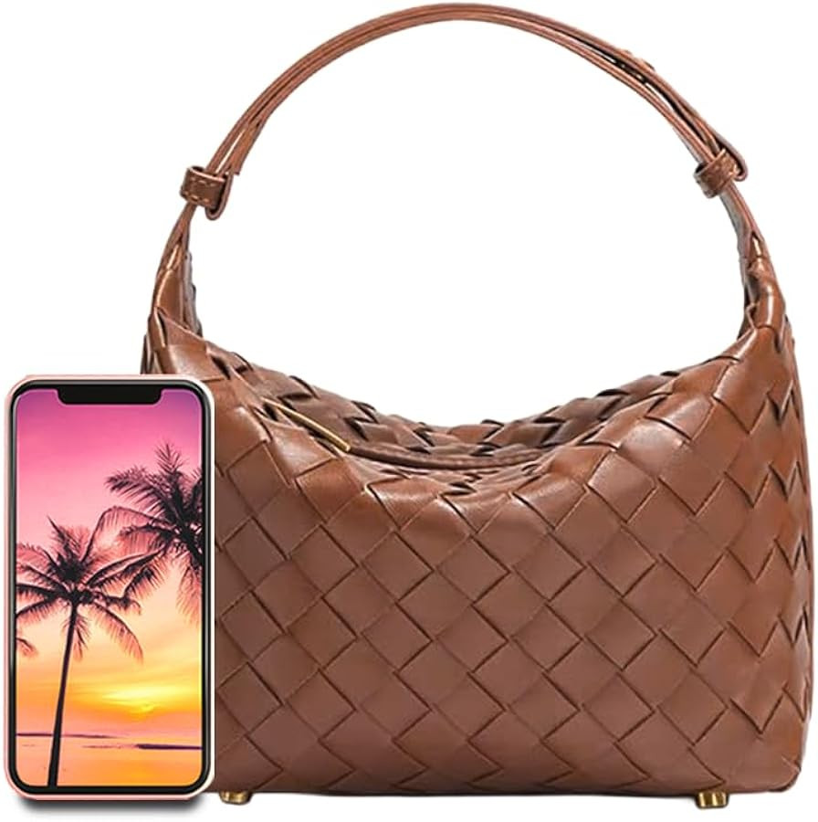 Woven Purse for Women, Braided Vegan Leather Woven Bag, Slouchy Mini Hobo Tote Purses, Small Top-... | Amazon (US)