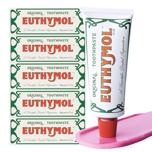 EUTHYMOL Original Toothpaste (3.7fl oz*5, Pack of 5) - Fluoride-Free Toothpaste for Sensitive Teeth & Gum. Bad Breath, Cavity Prevention, 12-Hour Long Lasting Freshness with Wintergreen | Amazon (US)