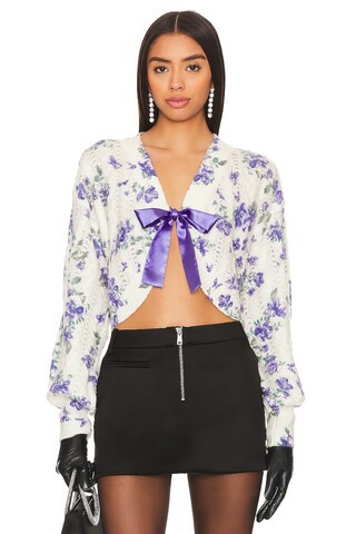 MAJORELLE Luan Cardigan in White And Blue from Revolve.com | Revolve Clothing (Global)