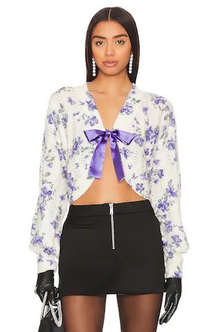 MAJORELLE Luan Cardigan in White And Blue from Revolve.com | Revolve Clothing (Global)