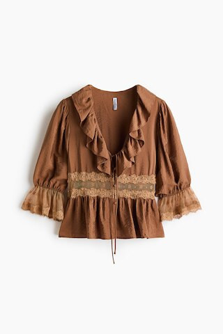 H & M - Lace-Detail Blouse - Beige | H&M (US + CA)