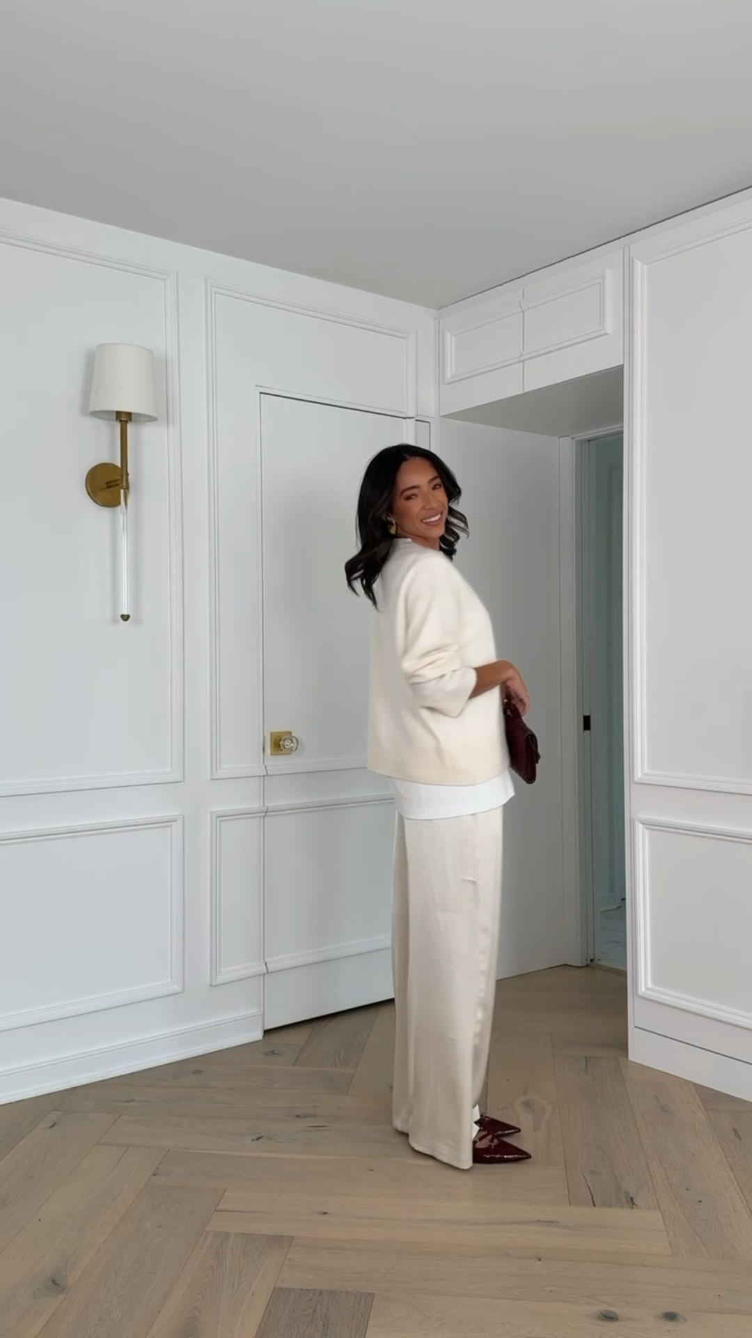 Outfit on SALE!! I love this cream monochromatic look for a comfy chic winter outfit 🍂Wearing size S white tee, size M cream sweater and size S satin pull on pants 

Hosting outfit 
Winter outfit 
Winter fashion 
Winter whites 

#LTKSeasonal #LTKFindsUnder100