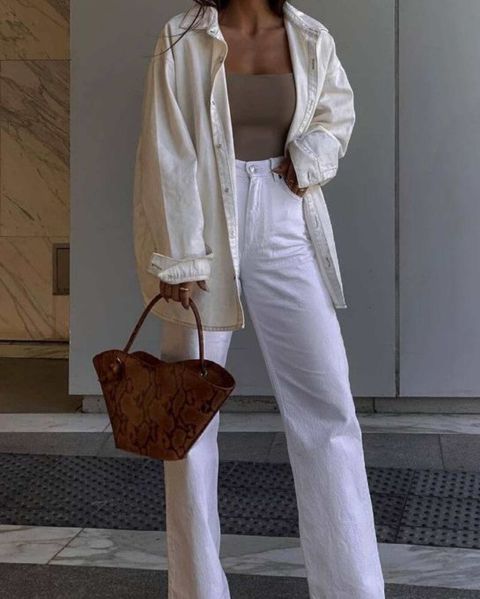 recreating Pinterest outfits i love! 

summer whites & neutrals 🥥
- white button down 
- white denim
- neutral cami
- straw bag (sub)

#LTKTravel #LTKStyleTip #LTKSeasonal