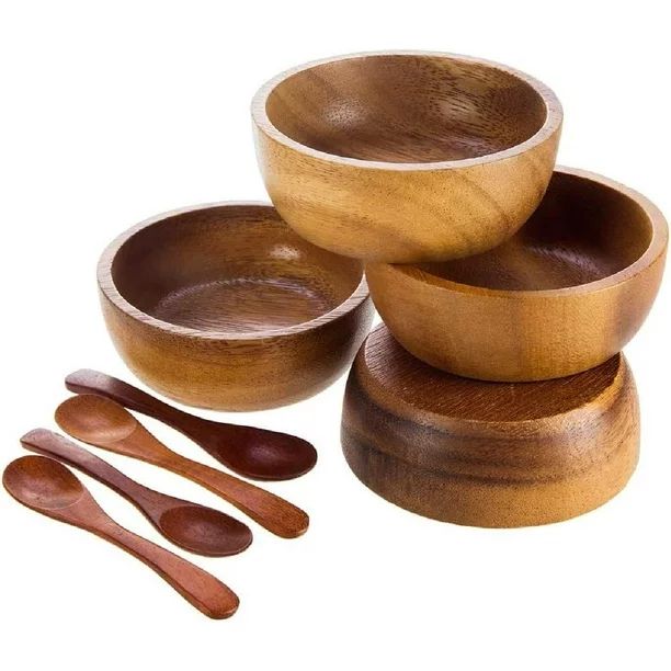 Tiny 2¾" Dia Acacia Calabash Wood Bowl for Condiments, Dip Sauce, Nuts, Ketchup, Jam, Herb, Prep... | Walmart (US)