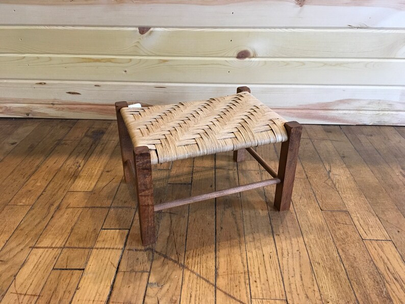 Ready To Ship Woven Foot Stool w/ Beautiful Amish Micheals Cherry Stained Stool Frame Foot Rest C... | Etsy (US)