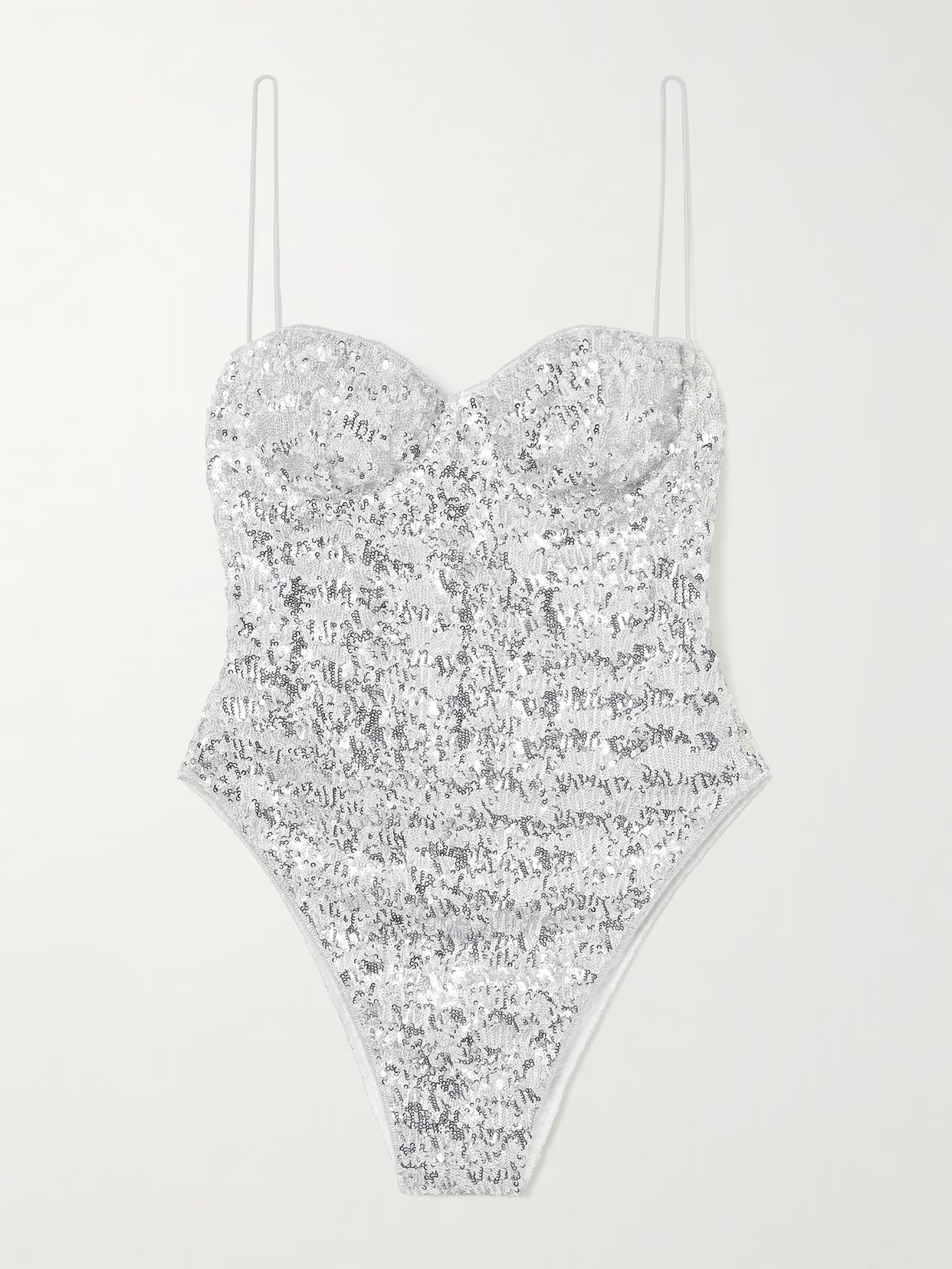 Oséree - Sequined Jersey Balconette Bodysuit - Silver | NET-A-PORTER (UK & EU)
