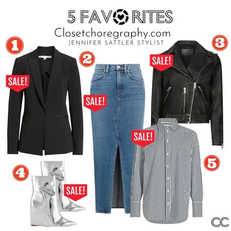 Supersized 5 Favorites this week. ALL on sale. 
1. Veronica Beard “scuba” blazer 25% off with code THANKS25
2. Fidelity Maxine Skirt grey and blue. 30% off with code CYBER30
3. All Saints Balfren biker jacket (size up) 30% off
4. Metallic boots 30% off plus &75 back with code HELLOBFSF
5. Frame striped buttonup 25% plus $75 back with code HELLOBFSF
6. Rag & Bone vest from my first look at fall capsule 30% off plus $75 back with code HELLOBFSF
7. Supersoft Splendid turtleneck from Holiday Capsule 40% off with GRATEFUL
8. Silky button up from Street Style capsule 30% off under $100
9. Oversized sweater from Street Style capsule  now only $49.99
10. Black coated jeans from the Nordstrom 6 Nov Drop. 25% off. Fully stocked 
11. Black and White J crew striped tee 50% off
12. Paige Laurel Canyon bootcut jeans from First Look at Fall capsule 25% off
13. Rhinestone choker from Holiday Capsule under $100 - 25% off with code BF25
14. Farm Rio colorful cardigan 50% off
15. Grey wide leg jeans from Street Style Capsule 30% off with code CYBER30

#LTKCyberWeek #LTKHoliday #LTKfindsunder50