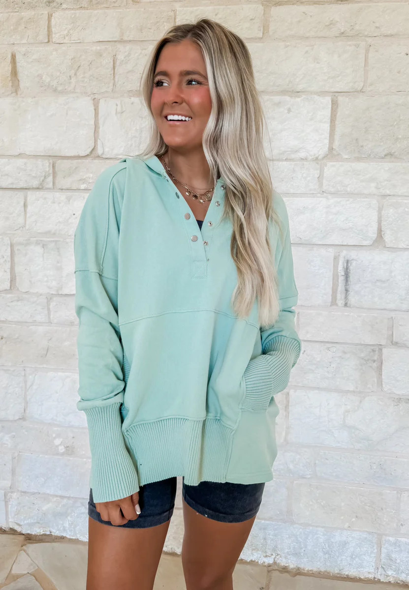 Bailey Hooded Seagreen Pullover | CK Squared Boutique