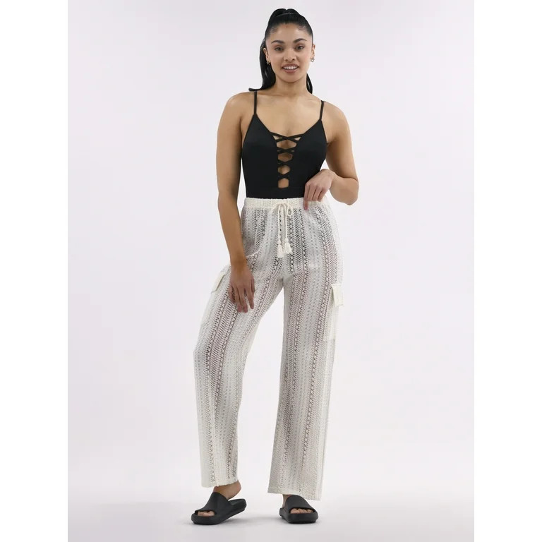 No Boundaries Women's Crochet Cargo Coverup Pants, Sizes XXS - XXL | Walmart (US)