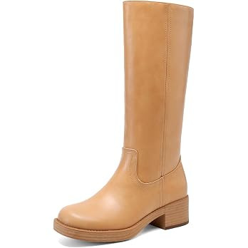 DREAM PAIRS Women's Square Toe Platform Chunky Block Heel Knee High Riding Boots | Amazon (US)