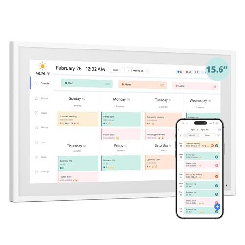 Digital Calendar 15.6-inch Smart Chore Chart, Home Electronic Wall/Tabletop Calendar with Interactive Display/Touch Screen for Family Schedule Planning, Seamless Data Syncs and APP Access | Amazon (US)