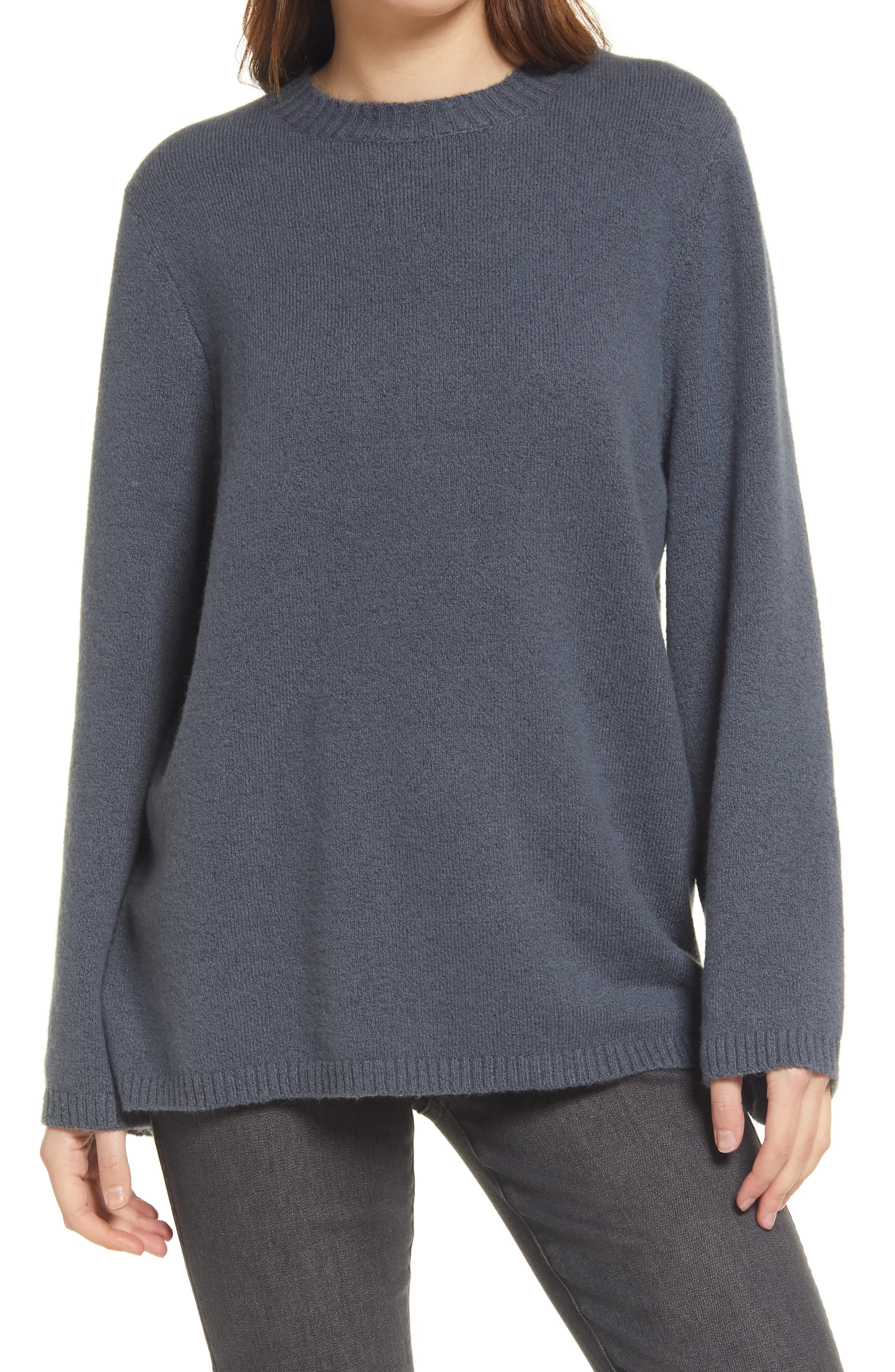 Treasure & Bond Cozy Crewneck Sweater in Grey Turbulence at Nordstrom, Size Large | Nordstrom