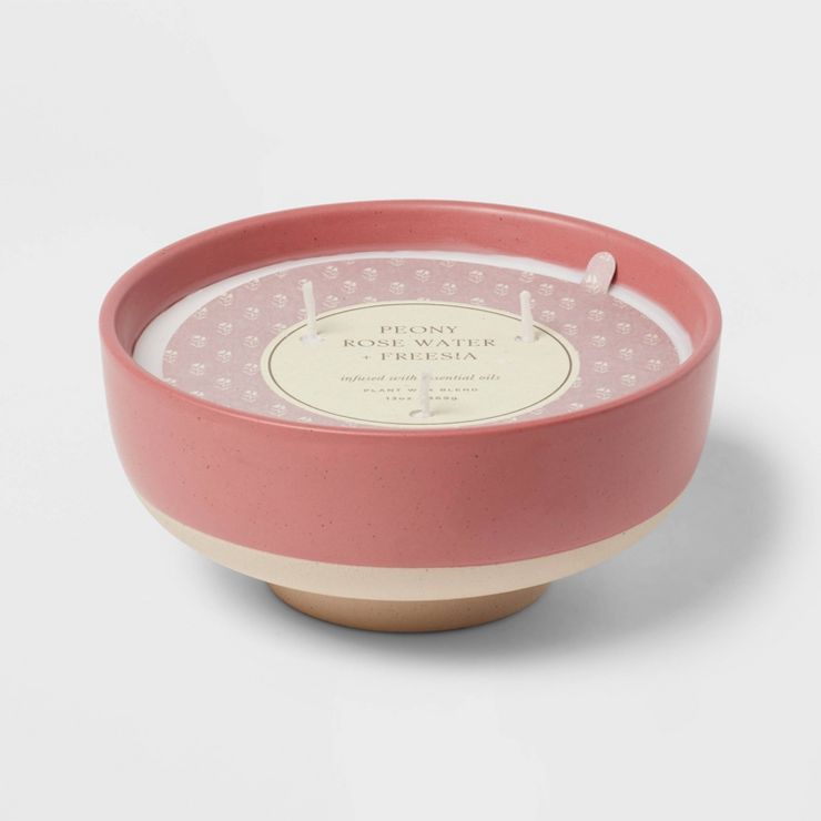 13oz Footed Textured Ceramic Dish with Dustcover Peony Rose Water & Freesia Pink - Threshold™ | Target