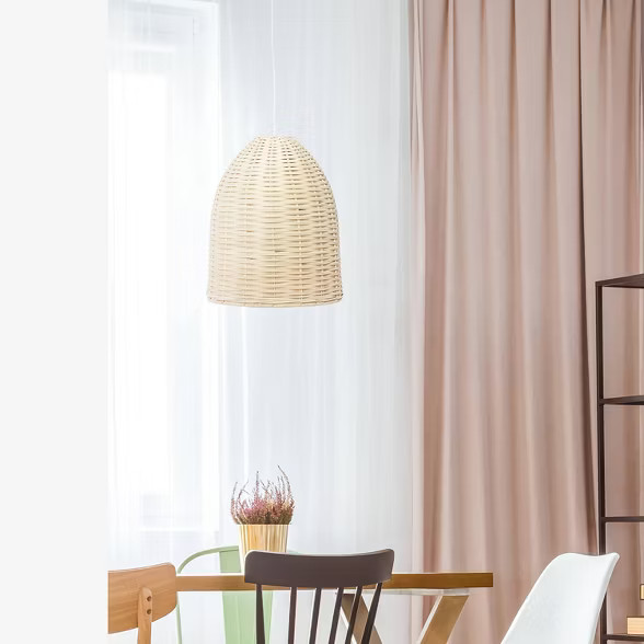 Elongated Coastal Dome Rattan Downlight Pendant Natural - Elegant Designs | Target