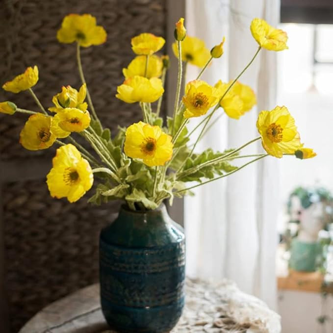 DUYONE Artificial Flowers 6 Stems Poppy Silk Bouquet,for Wedding, Home, Party Decoration,Table Ce... | Amazon (US)