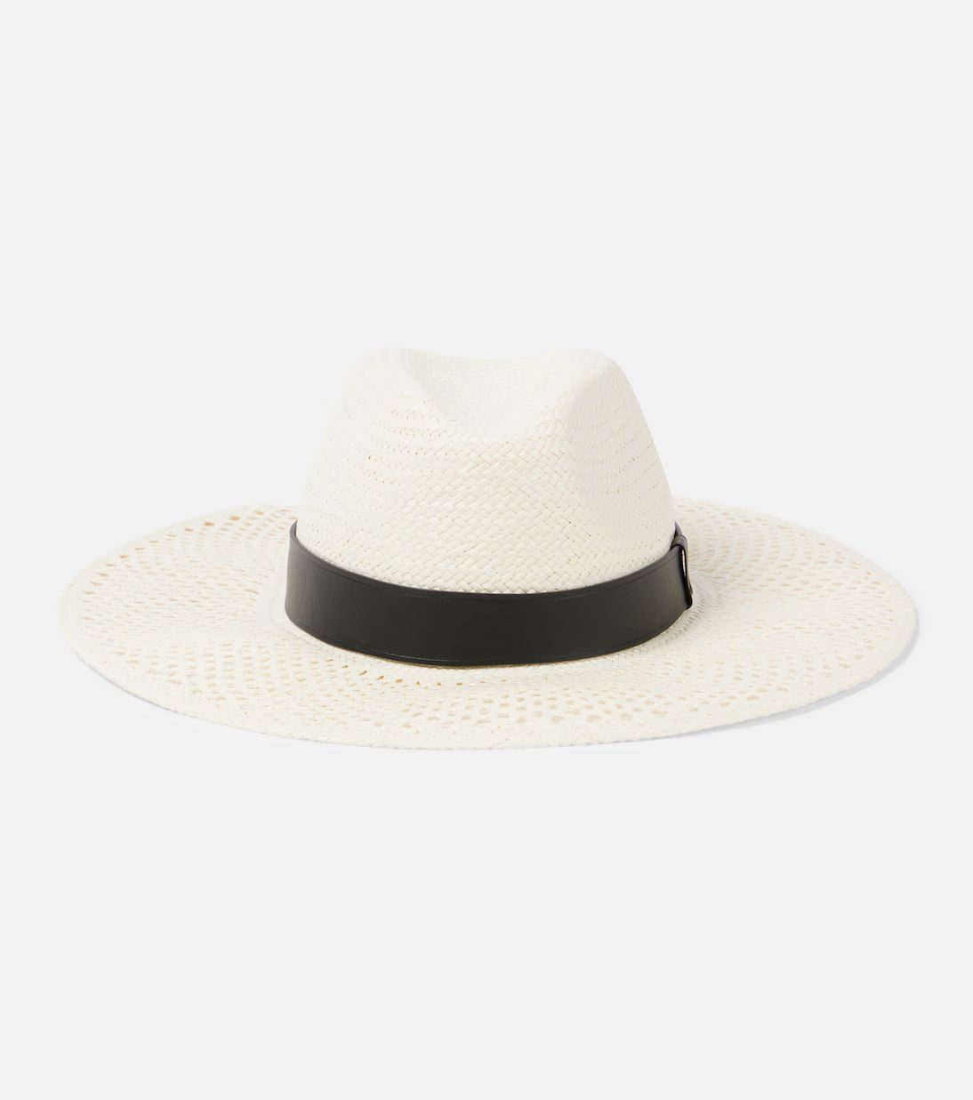 Woven leather-trimmed Panama hat | Mytheresa (US/CA)