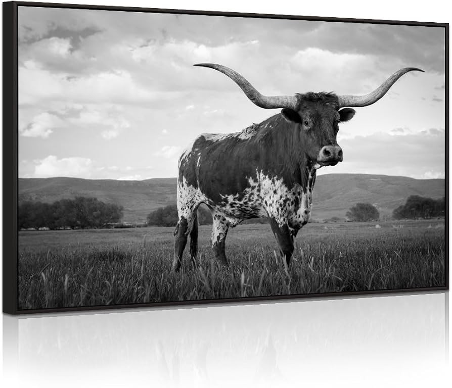 Visual Art Decor XLarge Animals Canvas Wall Art Texas Decor Longhorn Giclee Canvas Prints Paintin... | Amazon (US)