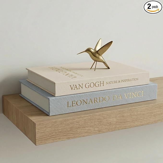 Aesthetic Decorative Books - Set of 2 Linen Boxes with Gold Lettering, Enhance Your Coffee Table,... | Amazon (US)