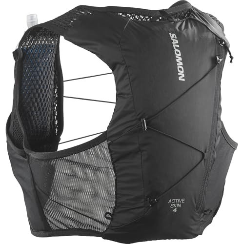 Salomon Unisex Active Skin 4, Hydration & Storage Vest with 500ml Flasks Included - Black / Metal - M | Amazon (US)