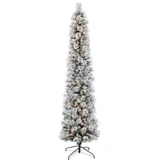 7.5ft. Pre-Lit Flocked Portland Pine Slim Artificial Christmas Tree, Clear Lights | Michaels | Michaels Stores