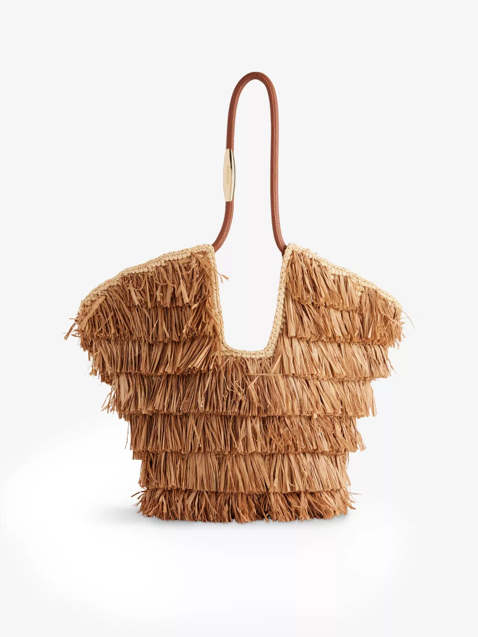 Golden-Time Fringed Medium Raffia Tote Shoulder Bag | Selfridges